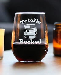 Bevvee Totally Booked Book Lovers Gift Stem Less Wine Glass, 17 oz