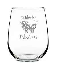 Bevvee Udderly Fabulous Funny Cow Gifts Stem Less Wine Glass, 17 oz