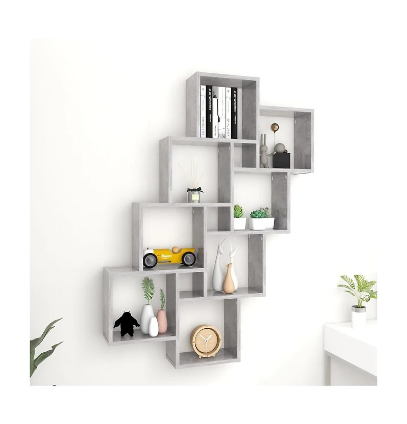Wall Cube Shelf Concrete Gray 35.4"x5.9"x46.9" Engineered Wood
