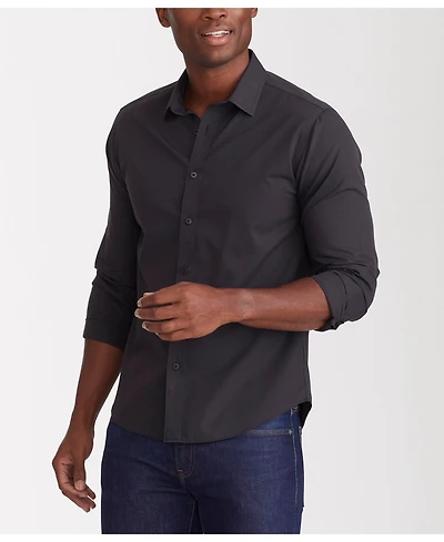 UNTUCKit Men's Regular Fit Wrinkle-Free Black Stone Button Up Shirt