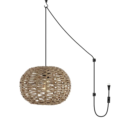 Isla Farmhouse Coastal Rattan Led Pendant