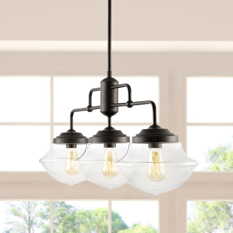 Avery Industrial Farmhouse Rustic Iron/Glass Linear Led Pendant