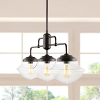 Avery Industrial Farmhouse Rustic Iron/Glass Linear Led Pendant