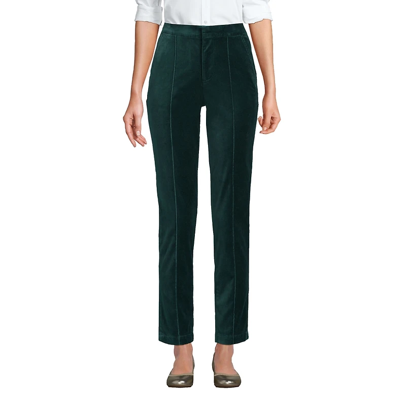 Lands' End Women's Velvet High Rise Pin tuck Pencil Ankle Pants