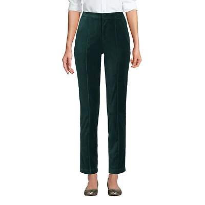 Lands' End Women's Velvet High Rise Pin tuck Pencil Ankle Pants