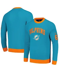 Men's Tommy Hilfiger Aqua, Orange Miami Dolphins Reese Raglan Tri-Blend Pullover Sweatshirt