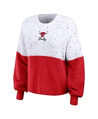 Women's Wear by Erin Andrews White, Red Chicago Bulls Color-Block Pullover Sweater