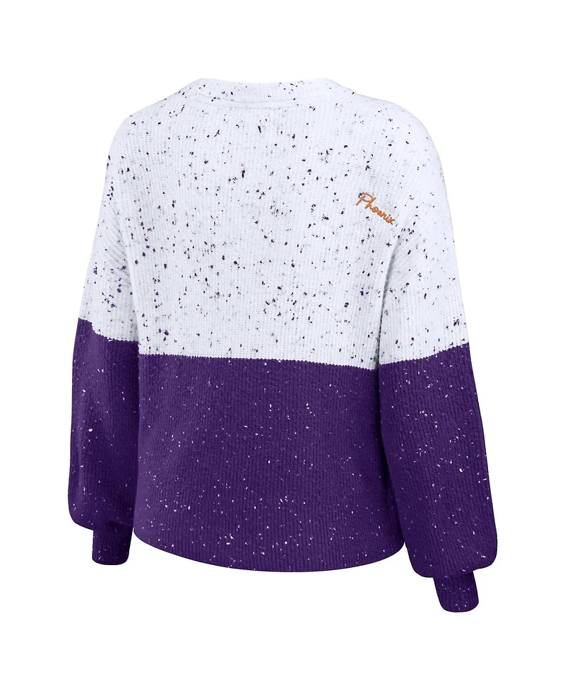Women's Wear by Erin Andrews White, Purple Phoenix Suns Color-Block Pullover Sweater