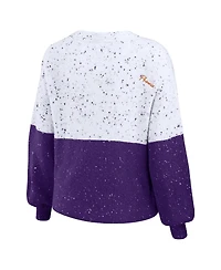 Women's Wear by Erin Andrews White, Purple Phoenix Suns Color-Block Pullover Sweater