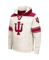 Men's Colosseum Cream Indiana Hoosiers 2.0 Lace-Up Pullover Hoodie