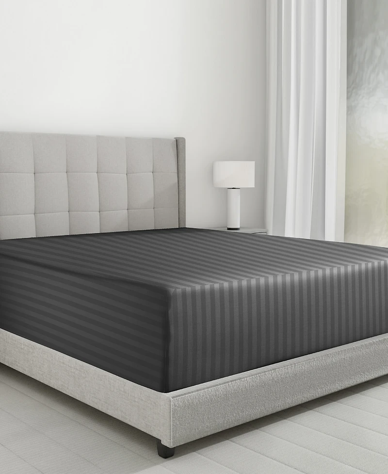 Striped 500 Thread Count Fitted Sheet Only, 100% Cotton Sateen