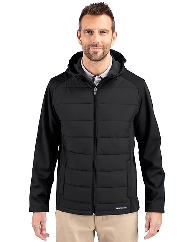 Cutter & Buck Men's Evoke Hybrid Softshell Recycled Full Zip Hooded Jacket