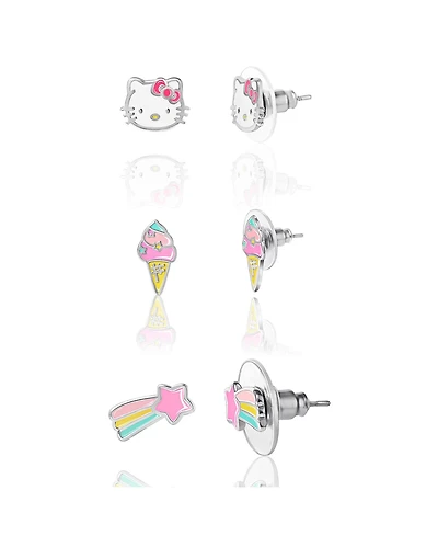 Sanrio Hello Kitty Star, Ice cream Stud Earrings Set - 3 Pairs, Officially Licensed