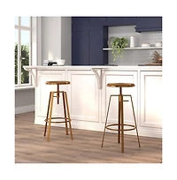 Industrial Style Barstool With Swivel Lift Adjustable Height Seat