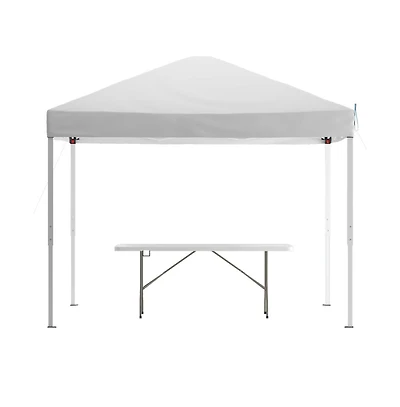 Outdoor Event/Tailgate Tent Set With Pop Up Event Canopy And Carry Bag Bi-Fold Table Carrying Handle