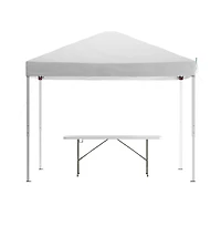 Outdoor Event/Tailgate Tent Set With Pop Up Event Canopy And Carry Bag Bi-Fold Table Carrying Handle
