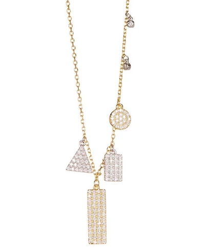Adornia 14k Gold-Plated Multi Shape Crystal Necklace, 16" + 2" extender