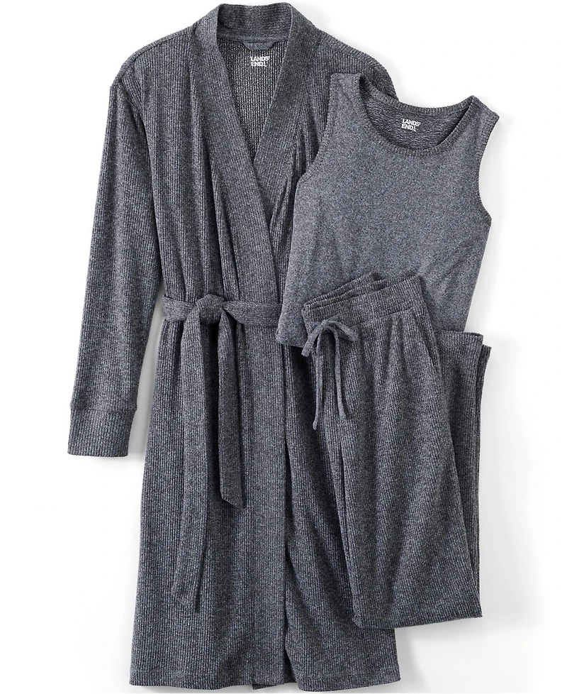 Lands' End Women's Cozy 3 Piece Pajama Set