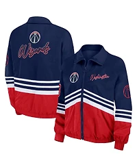 Women's Wear by Erin Andrews Navy Distressed Washington Wizards Vintage-Like Full-Zip Windbreaker