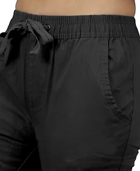 Galaxy By Harvic Women's Loose Fit Cotton Stretch Twill Cargo Joggers Set, 2 Pack