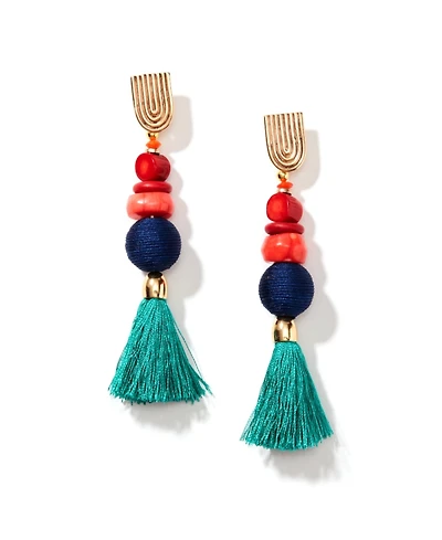 Nectar Nectar New York Dokra Gemstone Tassel Earrings