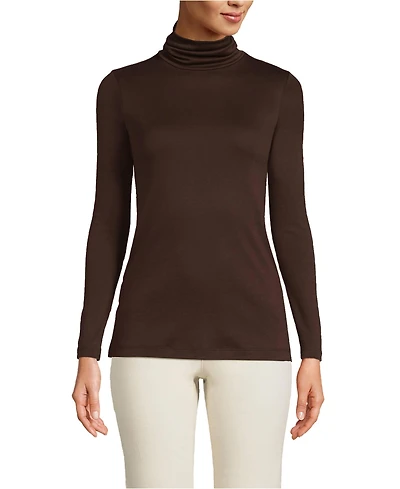 Lands' End Women's Supima Cotton Fitted Long Sleeve Turtleneck