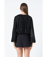 endless rose Women's Sequins Blouson Top