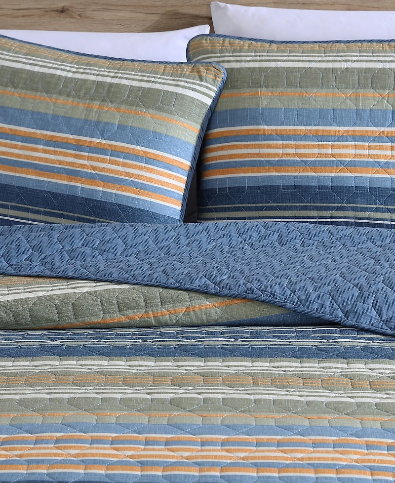 Closeout! Eddie Bauer Yakima Valley Stripe Reversible 3-Pc. Quilt Set, King