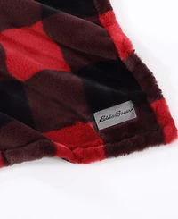 Eddie Bauer Plaid Faux Fur Throw, 50" x 60"