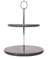 Artifacts Trading Company 2-Tier Round Marble Dessert Plate