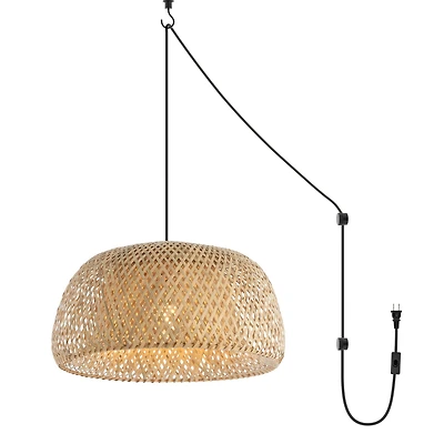 Jonathan Y Mateo Farmhouse Coastal Bamboo Led Pendant