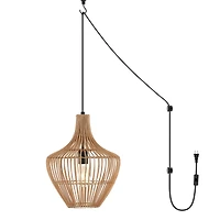 Lucas Farmhouse Coastal Rattan Led Pendant