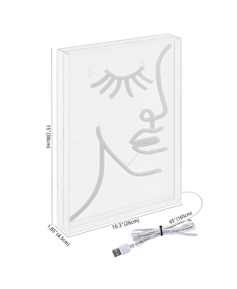 Half Face Contemporary Glam Acrylic Box Usb Operated Led Neon Light