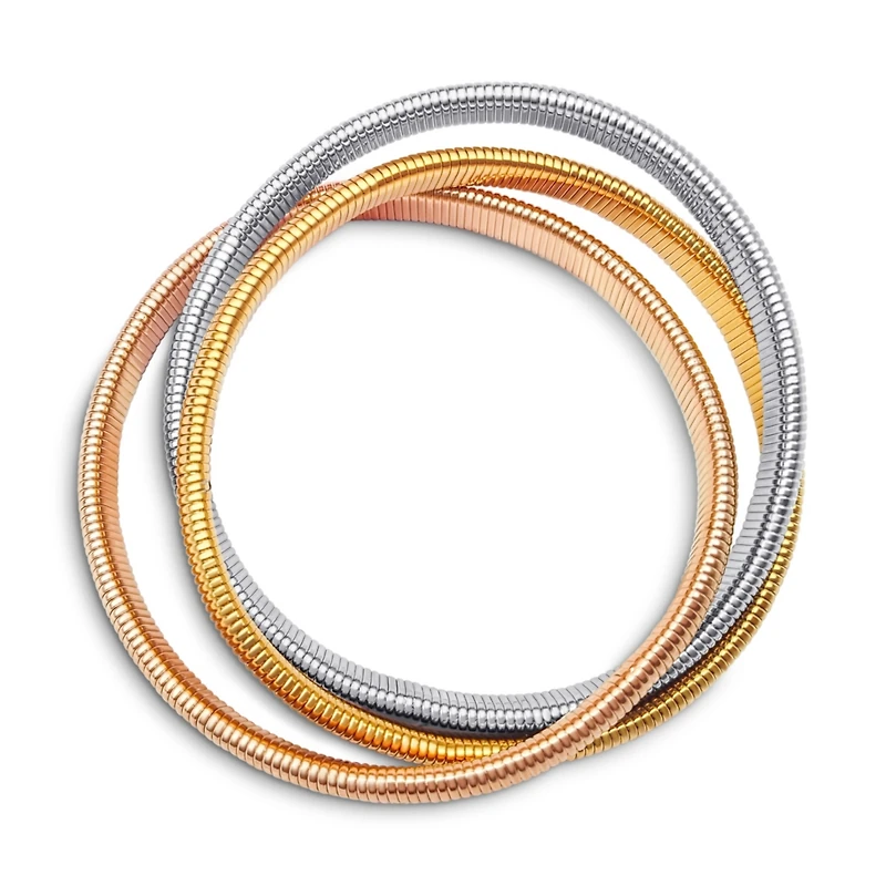 Bling Jewelry Omega Snake Cobra Wide Bangle Twisted Bracelet Set Gold Plated Stainless Steel