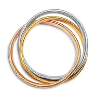 Bling Jewelry Omega Snake Cobra Wide Bangle Twisted Bracelet Set Gold Plated Stainless Steel