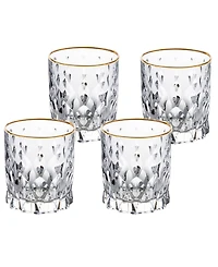 Lorren Home Trends Marilyn Gold-Tone Double Old Fashion (Dof) Tumblers, Set of 4