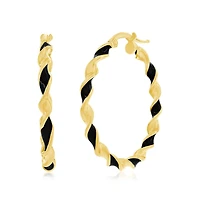 Gold Plated over sterling silver Enamel 30mm Twisted Hoop Earrings