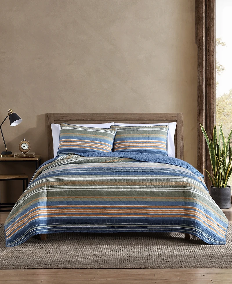 Closeout! Eddie Bauer Yakima Valley Stripe Reversible 3-Pc. Quilt Set, King