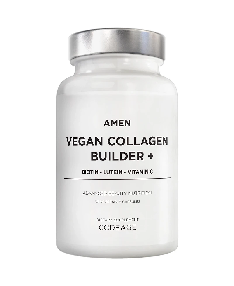 Amen Collagen Builder Supplement - Organic Whole Foods, Lutein, Vitamin C, Biotin, Lysine, Proline Collagen Boosters