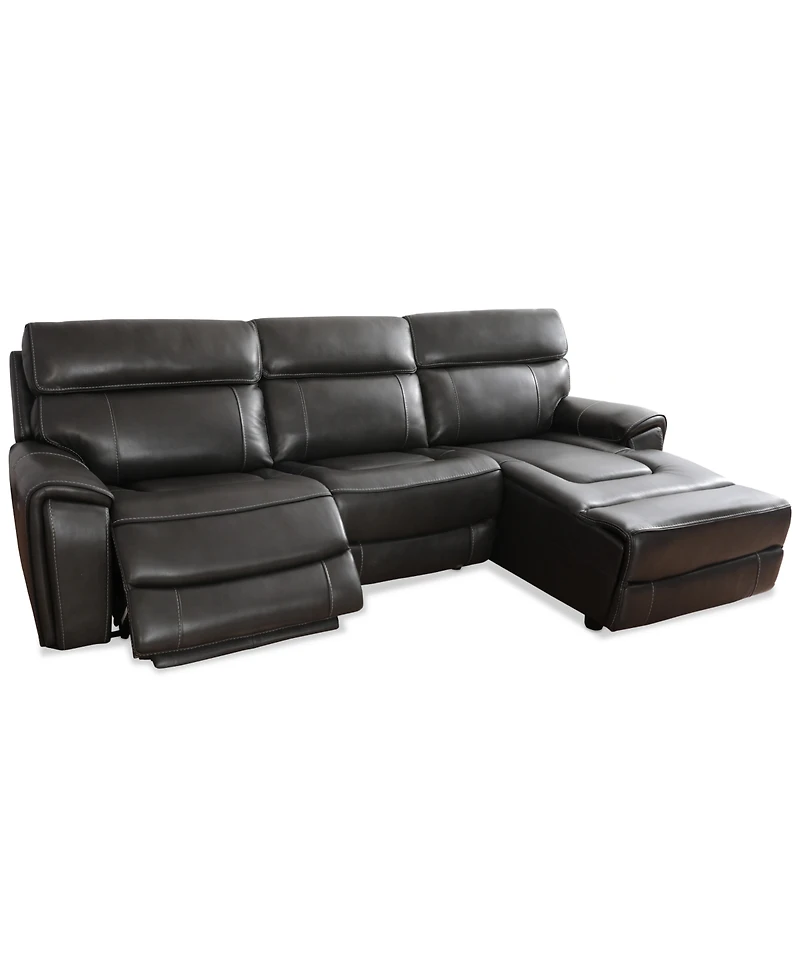 Closeout! Hutchenson 114.5" 3-Pc. Zero Gravity Leather Sectional with 1 Power Recliner and Chaise, Created for Macy's