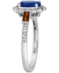Le Vian Blueberry Tanzanite (1 ct. t.w.), Chocolate Quartz (1/5 ct. t.w.) & Nude Diamond (1/4 ct. t.w.) Halo Ring in 14k White Gold
