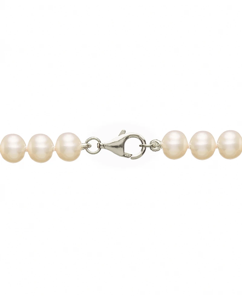Cultured Freshwater Pearl Necklace (7-7 1/2mm) and Drop Earrings (7x9mm) Set Sterling Silver