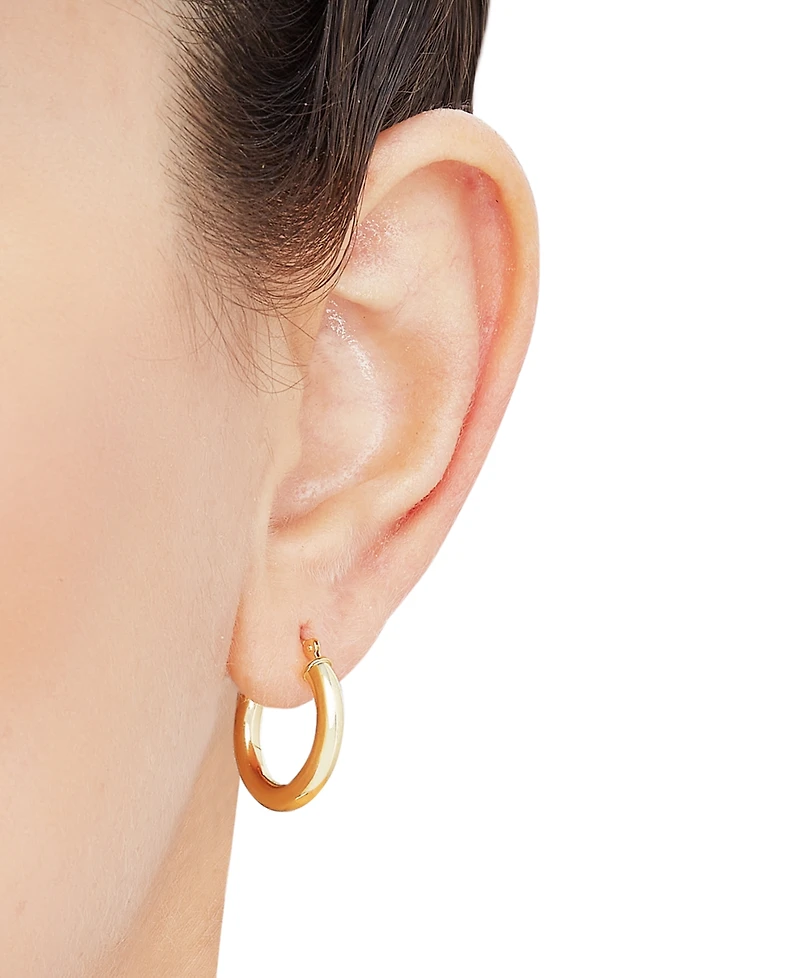 Polished Thin Tube Hoop Earrings (3mm) 14k Gold (18mm)