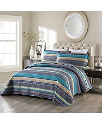 MarCielo 3 Pcs Bohemian Boho Quilt Bedspread Set B011