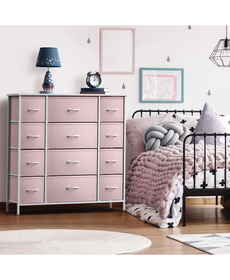 Sorbus Dresser with 12 Drawers - Chest Organizer Unit Steel Frame Wood Top and handle Large for Bedroom, Hallway & etc