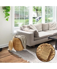 Casafield Round Storage Basket with Lid, Natural - Handwoven Water Hyacinth Hamper Organizer for Laundry, Blankets, Plants