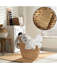 Casafield Large Laundry Boat Basket with Handles - Espresso, Woven Water Hyacinth Storage Tote for Blankets, Bathroom, Bedroom, Living Room
