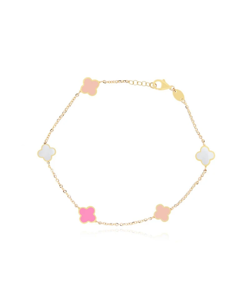 The Lovery Mini Pink Mixed Clover Bracelet 14K Gold