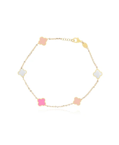 The Lovery Mini Pink Mixed Clover Bracelet 14K Gold