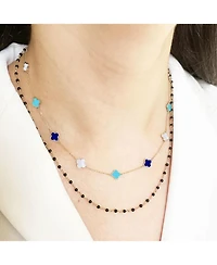 The Lovery Mini Blue Mixed Clover Necklace 14K Yellow Gold